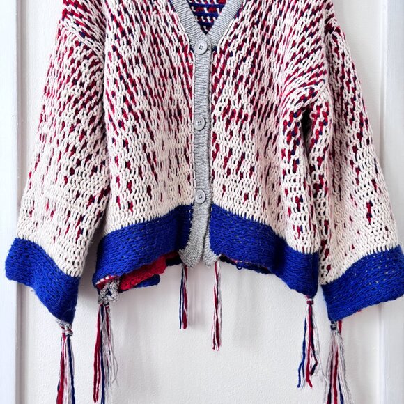 Zara Fringed Knit Wool Blend Cardigan - Picture 8 of 10